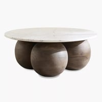 طاولة قهوة ميرڤيسّا بسطح من الرخام الأصلي وقاعدة م...