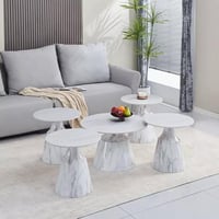 طقم طاولات قهوة كالڤينا بسطح حجر ملبّد 5 قطع و قاع...