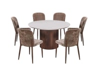 طاولة طعام جولييتّا مستديرة سطح بديل الرخام ابيض و...