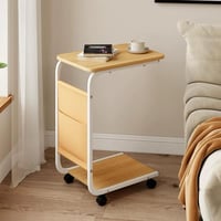 طاولة خدمة رولكس بسطح خشبي وجيب جانبي قماش لون بيج...