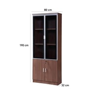 دولاب ملفات سيينا درفتين خشب بني مع زجاج