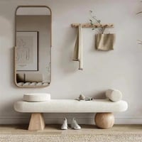 مقعد بنش ديكوري تاريو بتصميم هندسي فني بقاعدة خشب...