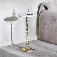 طاولة جانبية لونفيريا بسطح من الرخام الأصلي ابيض ب...