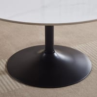 طاولة قهوة زيلڤيورا مستديرة سطح حجر ملبد ابيض بقاع...