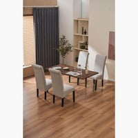 كرسي طعام من أنجيليك قماش رمادي بارجل خشب زان لون...