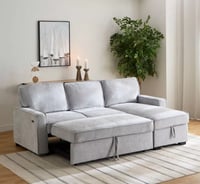 كنبة سرير زاوية ثلاثية قابلة للعكس بمساحة تخزين بي...