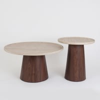 طقم طاولات لونيتّا طاولتين خشب بتصميم عصري سطح بيج...