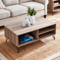 طاولة قهوة كارڤيناي خشب هندسي بيج مع 3 رفوف بأرجل...