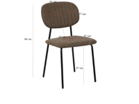 كرسي طعام كوليم قماش بارجل معدنية لون رمادي فاتح م...