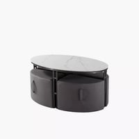 طاولة قهوة ألفيورا سطح من الحجر الملبد هيكل معدني...