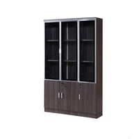 دولاب ملفات سيينا 3 درفات خشب رمادي مع زجاج