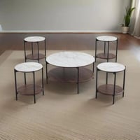 طقم طاولات سيزينيا سيراميك باللون البني -5 حبة