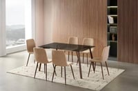 طاولة طعام لا كونتيسا سطح زجاج مضلل مستطيل براجل خ...