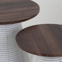 طقم طاولات خدمة خزف لورانا بسطح خشبي لون بني و أبي...