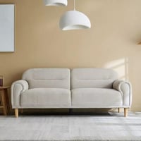 كنبة لونيتّا 3 مقاعد قماش لون رمادي بارجل خشب زان