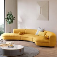 كنبة زاوية مورلا دائري على شكل حرف U قماش شانيل مت...