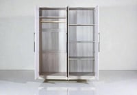 دولاب ملابس كبير4 باب خشب باللون الرمادي الداكن حد...