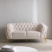 طقم كنب قطعتين أرفيلا قماش لون كريمي بارجل معدنية...