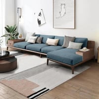 كنبة زاوية جوان مودرن علي شكل حرف L بارجل خشب قماش...