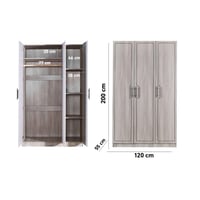 دولاب ملابس أليسيا خشب لون رمادي فاتح 3 باب بتصميم...