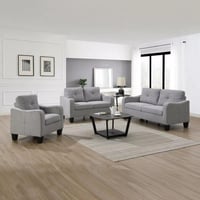 كنبة ايلما 3 مقاعد قماش لون رمادي بارجل بلاستيك مت...