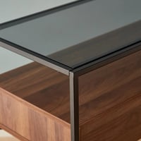 كونسول روبي خشب بسطح زجاج و قاعدة معدن لون بني مقا...