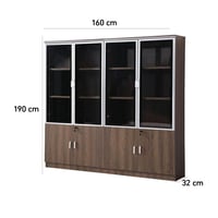 دولاب ملفات سيينا 4 درفات خشب بني مع زجاج