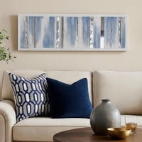 لوحة مستطيلة طويلة بتدرجات الأزرق والفضي خامة كانف...