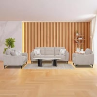 كنبة نستــا 3 مقاعد مع وسادتين قماش مخملي لون بيج...