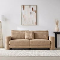 كنبة زافورا 3 مقاعد مع 3 وسائد قماش بوكيلة لون بيج...