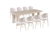 طاولة طعام بيليندا سطح رخام قاعدة معدن بيج فاتح مع...