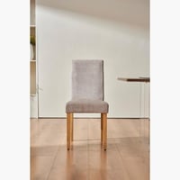 طقم طاولة سفرة خشب هندسي 6 كراسي قماش بأرجل خشب -...