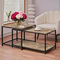 طقم طاولة قهوة ناڤيرا قطعتين سطح من الخشب الهندسي...