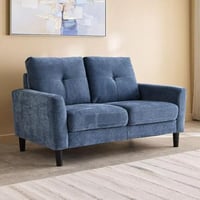 كنبة لوريتّا بمقعدين قماش لون ازرق بارجل بلاستيك م...