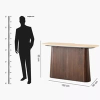 طاولة كونسول أفِرلا بسطح رخامي وقاعدة خشب سادة لون...