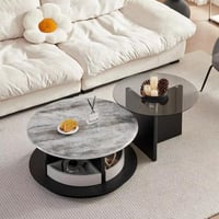 طقم 2 طاولة قهوة أڤريلا طاولة رخام بمساحة تخزين و...