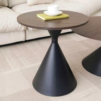 طقم طاولة قهوة سورفينا دائرية سطح خشب بني بقاعدة م...