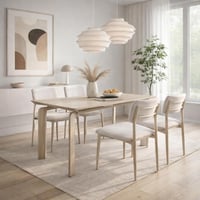 طاولة طعام إيزابيلا مستطيلة سطح الرخام بيج بأرجل م...