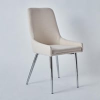 كرسي طعام من سيلفرادون قماش مخمل بلون البيج بارجل...