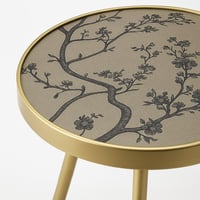 طاولة قهوة دائرية التيجان معدن بلون ذهبي مع ابيض أ...