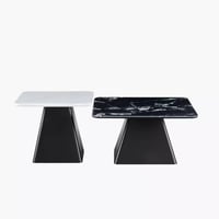 طقم طاولة قهوة تورڤيلّي قطعتين بسطح حجري لون اسود...