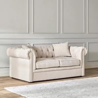 كنبة قماش مقعدين مع وسادتين من ريجينا لون بيج