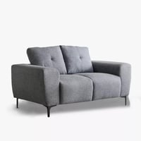 كنبة فيوريلا بمقعدين قماش لون رمادي داكن بارجل معد...