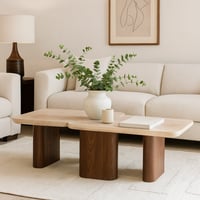 طقم طاولات إلوريا بتصميم عصري بسطح بيح فاتح وقاعدة...