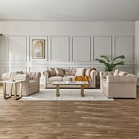 كنبة قماش مقعدين مع وسادتين من ريجينا لون بيج