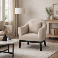 كرسي مفرد أريانا قماش بيج مع وسادة ظهر صغيرة لتعزي...