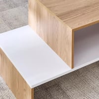 طاولة قهوة دونفييرا خشب هندسي رّف تخزين لون بيج مع...