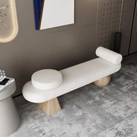 مقعد بنش ديكوري تاريو بتصميم هندسي فني بقاعدة خشب...