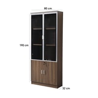 دولاب ملفات سيينا درفتين خشب بني مع زجاج