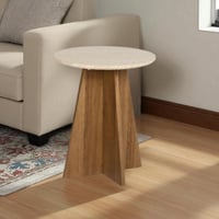 طاولة جانبية مستديرة خشبية أنيقة لغرفة المعيشة أو...